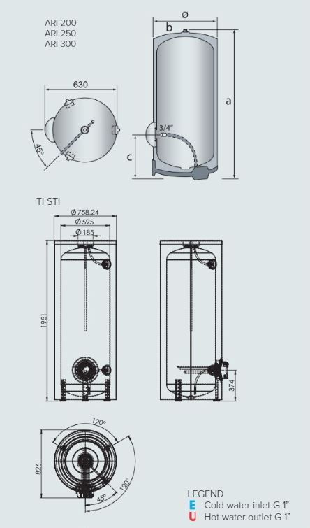 ARISTON EWH ARI 300 STAB 570 THER VS [300 LTR] [FLOOR STANDING]
