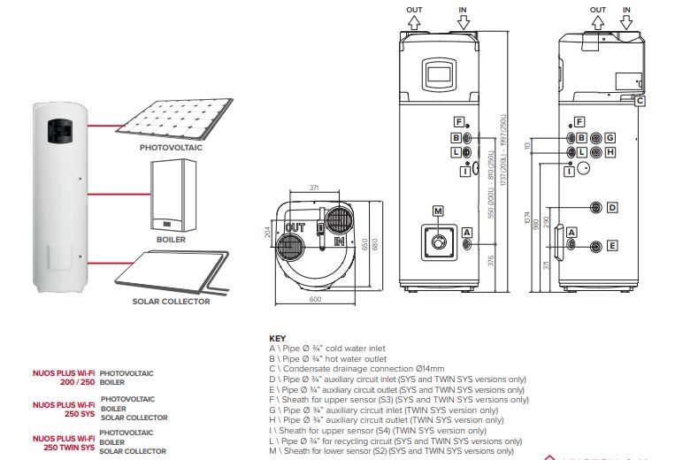 ARISTON FLOOR STANDING RESIDENTIAL HEAT PUMP NUOS PLUS WI-FI 250 TWIN SYS