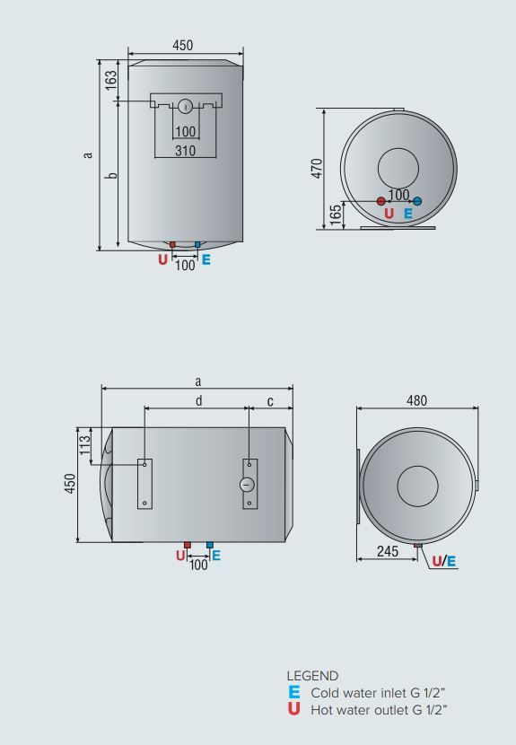 ARISTON EWH PRO1 R 50 H 0.8K [50 LTR] [HORIZONTAL]