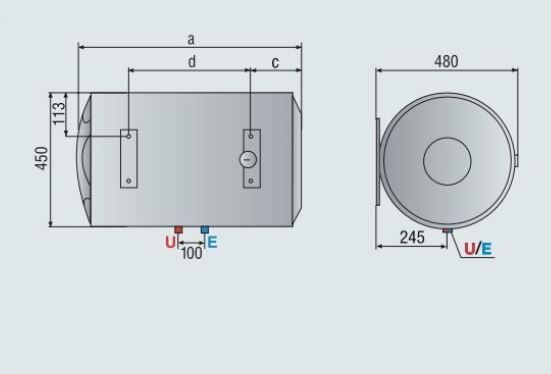 ARISTON EWH BLU R 50 H [50 LTR] [HORIZONTAL]
