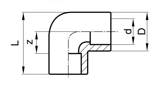 PP-R ELBOW 90DEG 90MM