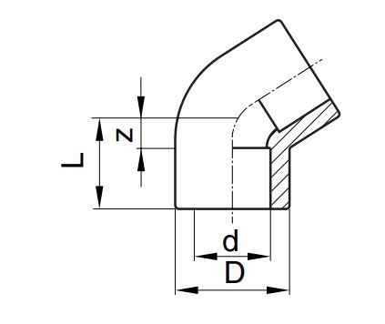 PP-R ELBOW 45DEG 110MM
