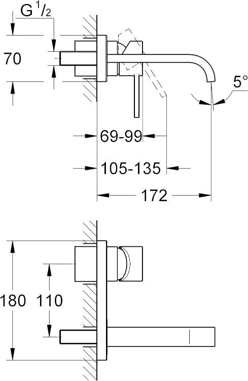 GROHE ALLURE 2-HOLE BASIN MIXER