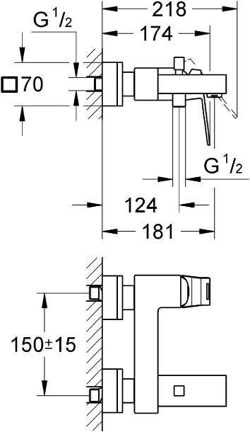 GROHE EUROCUBE SINGLE-LEVER BATH MIXER | CHROME 1/2 IN - ALTERNATIVE: GH2314000F