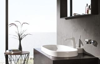 GROHE EURODISC JOY SINGLE-LEVER BASIN MIXER | MOON WHITE/CHROME M-SIZE 1/2 IN