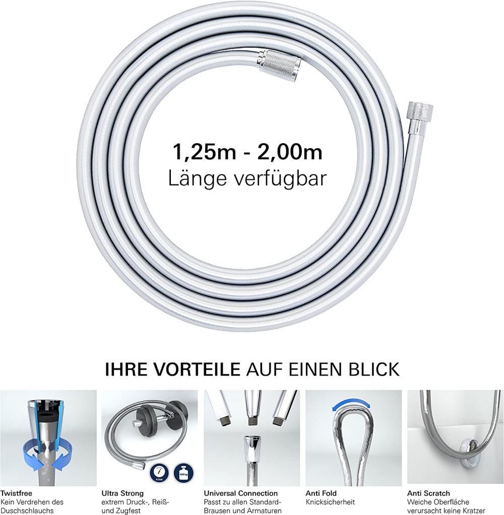 GROHE RELEXAFLEX METAL, METAL SHOWER HOSE | 1500 MM CHROME