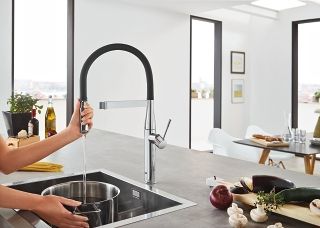 GROHE ESSENCE SINGLE LEVER SINK MIXER- L-SPOUT NEW OHM|1/2 IN|CHROME