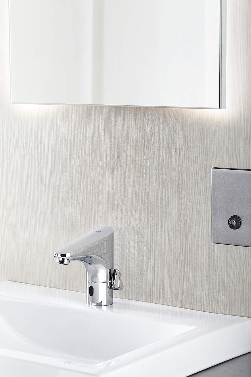 GROHE EUROPLUS E INFRA-RED BASIN MIXER WITH MIXING DEVICE & TEMPERATURE LIMITER | CHROME 1/2 IN