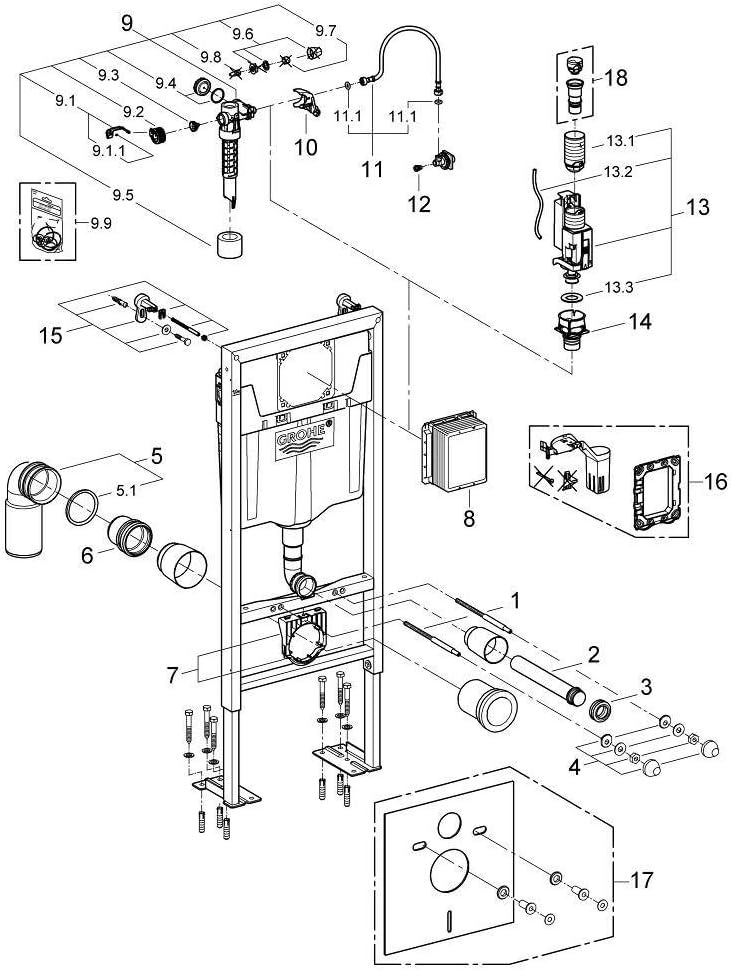GROHE RAPID SL ELEMENT FOR WC | INST. HEIGHT 0.82 M