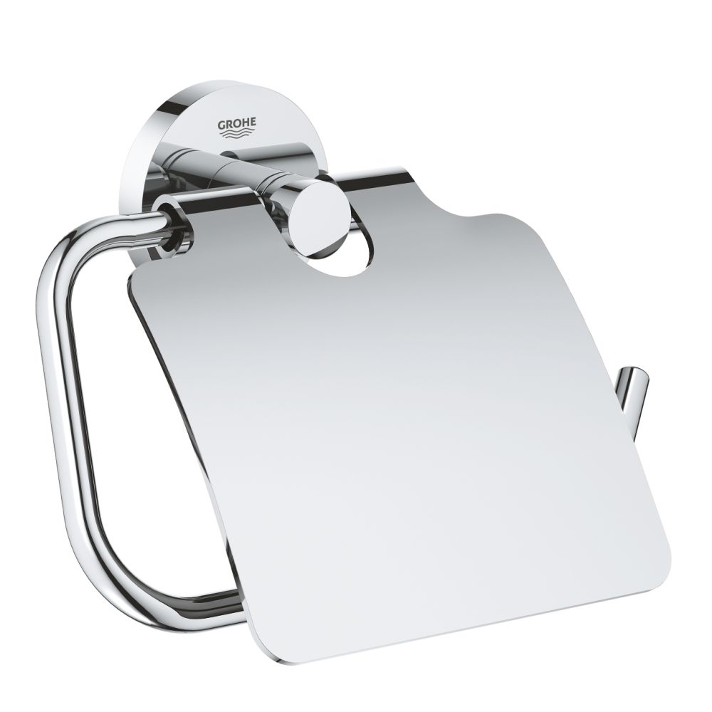 GROHE ESSENTIALS TOILET PAPER HOLDER WITH COVER | CHROME