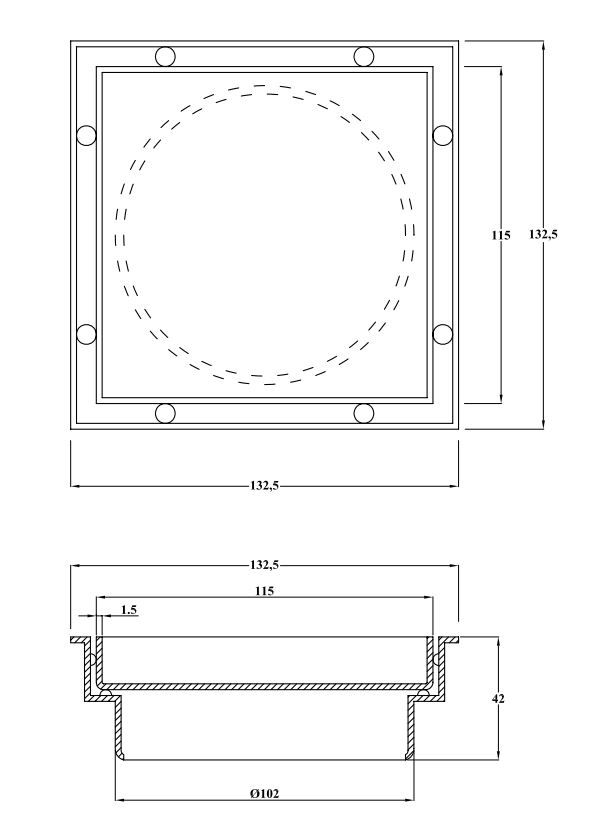 RECESSED FLOOR DRAIN COVER FIG. 6103-SS 316 O/L 4