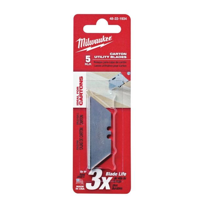 MILWAUKEE CARTON UTILITY KNIFE BLADES (ROUNDED) PACK OF 5