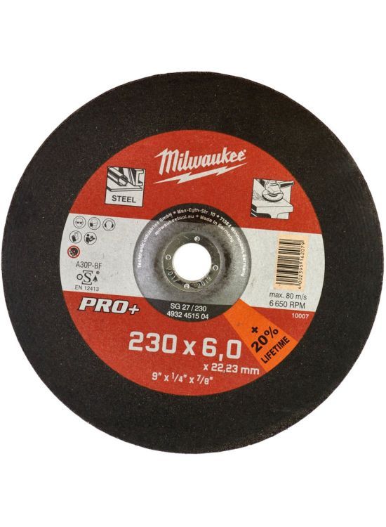 MILWAUKEE METAL GRINDING DISC DEPRESSED230X6MM PRO+