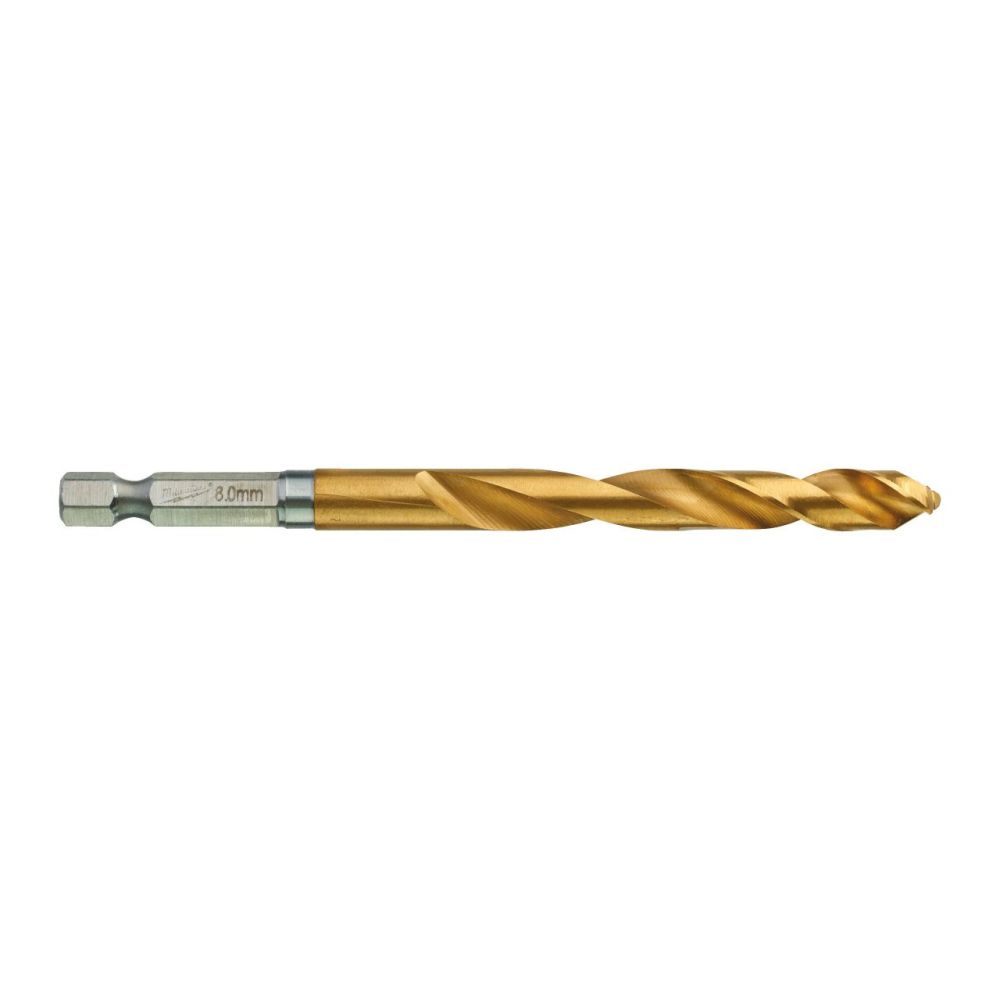 MILWAUKEE METAL DRILL BIT SHW HSS-TIN RED HEX | 8MM | 5 PCS
