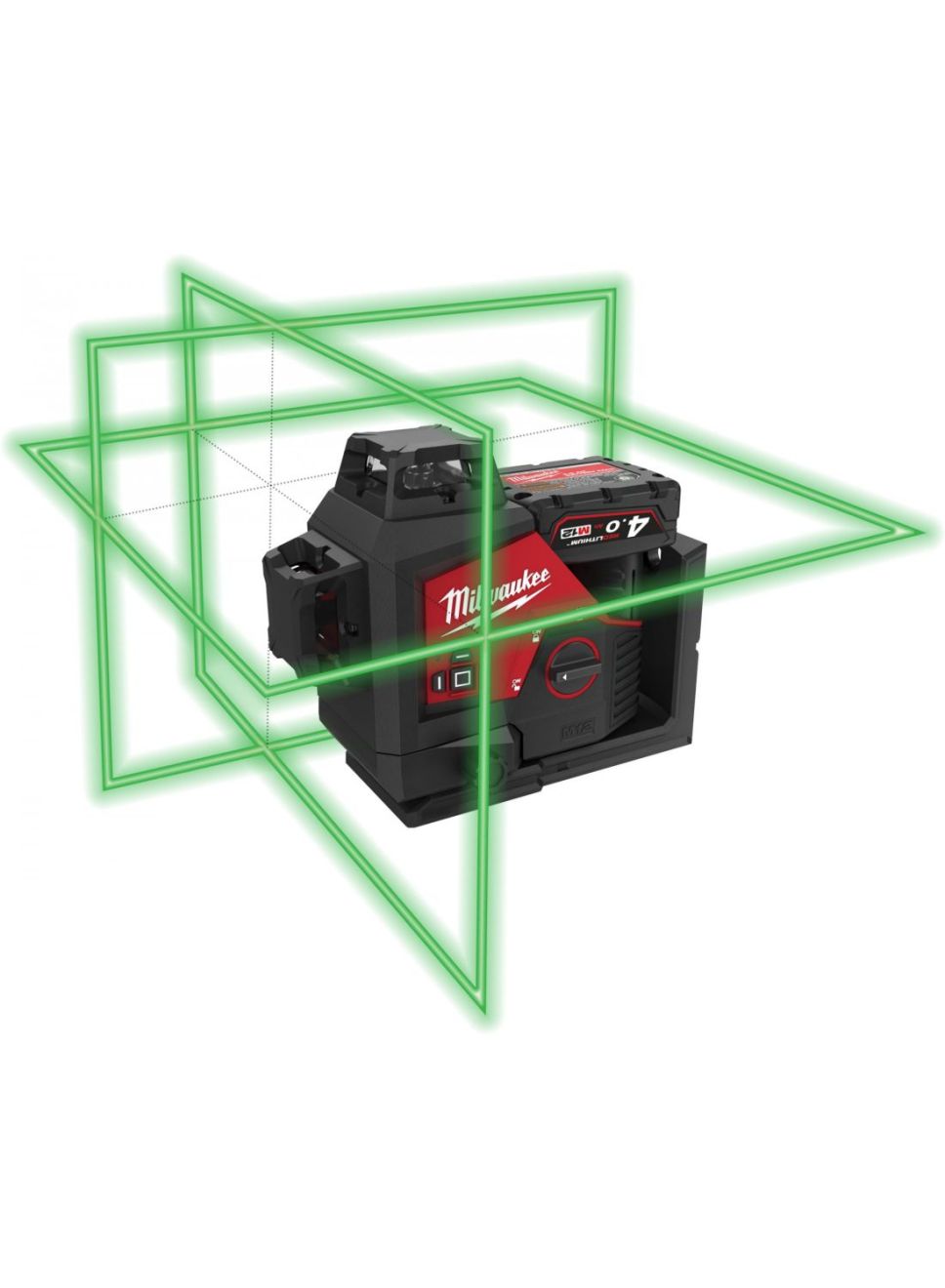 MILWAUKEE M12 GREEN 360? 3 PLANE LASER KIT, 1 X 4.0 AH LI-ION BATTERY AND CHARGER|[M123PL-401C ]