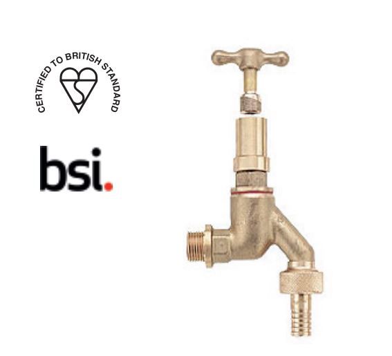 PEGLER BRASS HOSE UNION BIBTAP WITH FERRULE GUARD AND KEY, 141HU FGK | 1/2 IN
