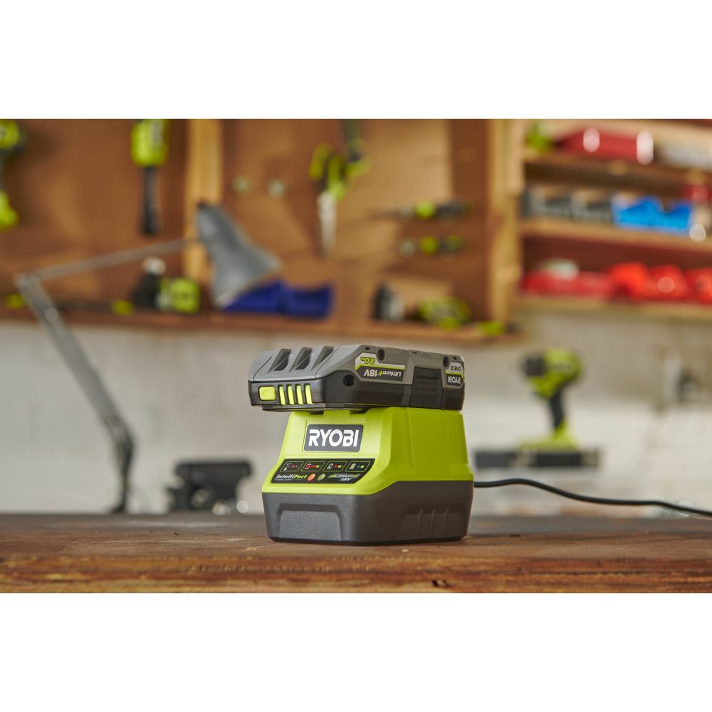 RYOBI 18V ONE+ LITHIUM BATTERY AND CHARGER KIT, 1X2.0 AH BATTERY AND 2.0 AH CHARGER [RC18120-1C20]