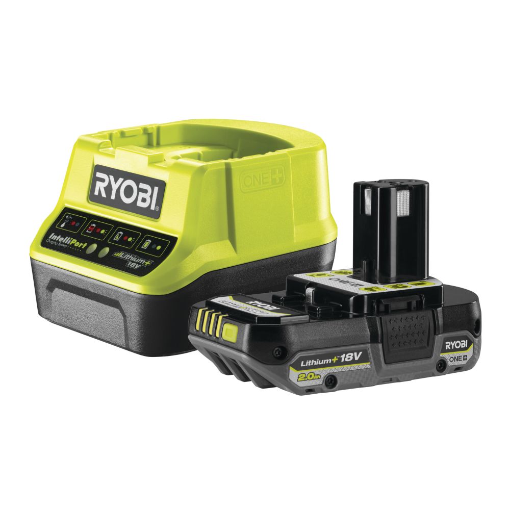 RYOBI 18V ONE+ LITHIUM BATTERY AND CHARGER KIT, 1X2.0 AH BATTERY AND 2.0 AH CHARGER [RC18120-1C20]