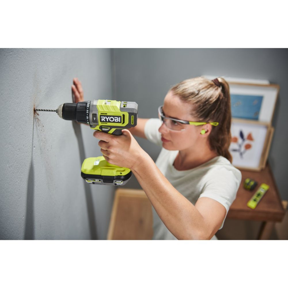 RYOBI 18V ONE+ CORDLESS COMBI DRILL STARTER KIT, 2X2.0 AH BATTERIES, CHARGER [RPD18-2C20B]