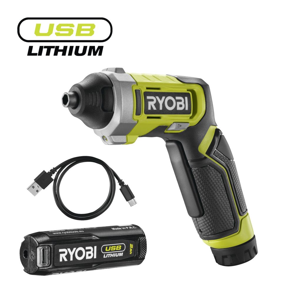 RYOBI 4V USB LITHIUM CORDLESS SCREWDRIVER, 1X4V 2.0 BATTERY [RSD4-120T]