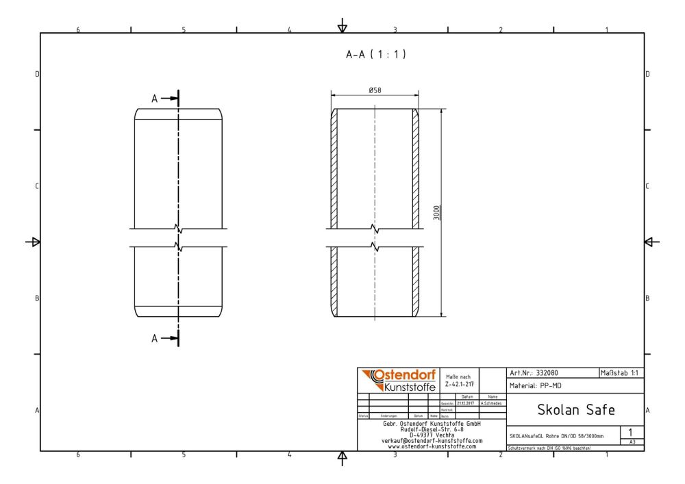 SKOLANSAFEGL PLAIN ENDED PIPE DN/OD 78 X 3000 MM