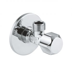 GROHE ANGLE VALVE, PRE-ROUGHENED CONNECTION THREAD | CHROME 1/2 IN X 1/2 IN