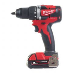 MILWAUKEE M18 COMPACT BRUSHLESS DRILL DRIVER KIT, 2 X 2.0 AH BATTERY PACKS, M12-18 C CHARGER, KITBOX