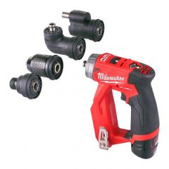 MILWAUKEE M12 FUE INSTALL DRILL/DRIVER WITH INTERCHANGE HEADS KIT+ATTACH, 2X2.0 AH BAT PACK,C12C CHR