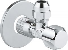 GROHE ANGLE VALVE, PRE-ROUGHENED CONNECTION THREAD | CHROME 1/2 IN X 3/8 IN