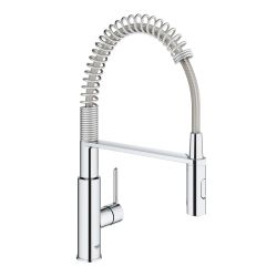 GROHE GET SINGLE-LEVER SINK MIXER, C-SPOUT PROFESSIONAL SPRAY | CHROME 1/2 IN