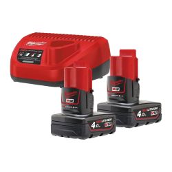 MILWAUKEE M12 NRG PACK | 2XM12B4 + C12C|[M12NRG-402]
