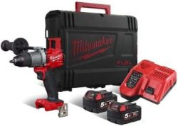 MILWAUKEE M18 FUEL DRILL DRIVER KIT, 2 X 5.0 AH BATTERY PACKS, M12-18 FC CHARGER, HD BOX|[M18FDD2-502X]