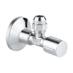 GROHE ANGLE VALVE, PRE-ROUGHENED CONNECTION THREAD | CHROME 1/2 IN X 3/8 IN