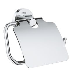 GROHE ESSENTIALS TOILET PAPER HOLDER WITH COVER | CHROME