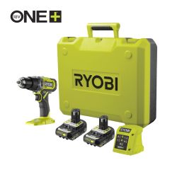 RYOBI 18V ONE+ CORDLESS COMBI DRILL STARTER KIT, 2X2.0 AH BATTERIES, CHARGER [RPD18-2C20B]