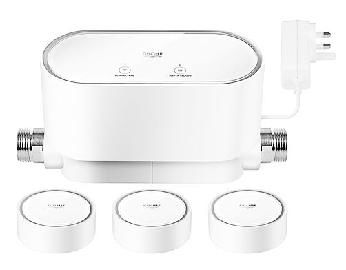 GROHE SENSE KIT: 1 GROHE SENSE GUARD SMART WATER CONTROLLER, 3 GROHE SENSE SMART WATER SENSOR, WHITE