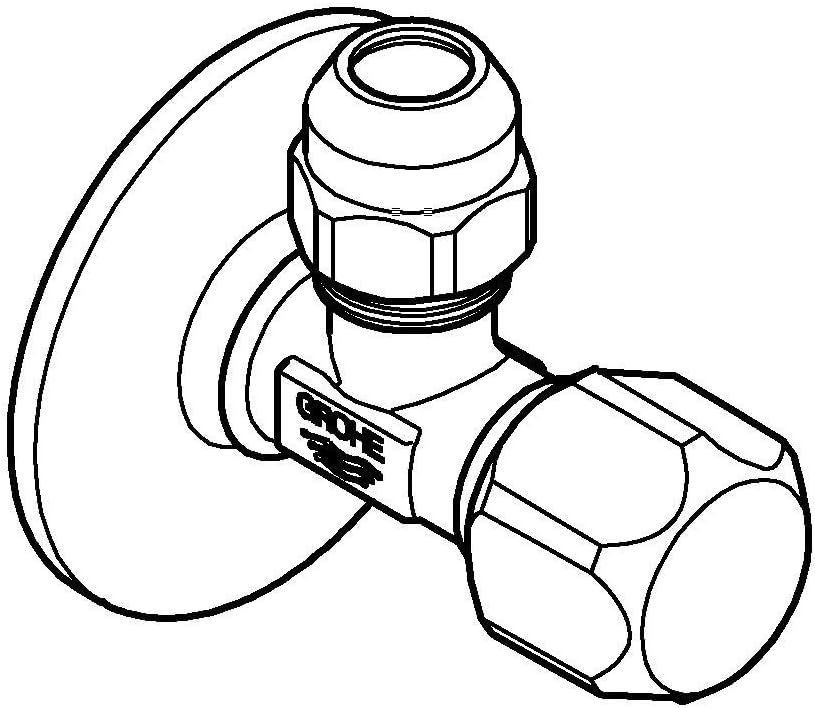 GROHE ANGLE VALVE, PRE-ROUGHENED CONNECTION THREAD | CHROME 1/2 IN X 3/8 IN