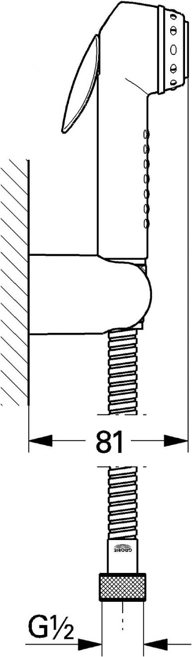 GROHE TEMPESTA-F TRIGGER SPRAY 30, SPRAY SET, 1 SPRAY |CHROME/WHITE, 1250MM SILVERFLEX LONGLIFE HOSE