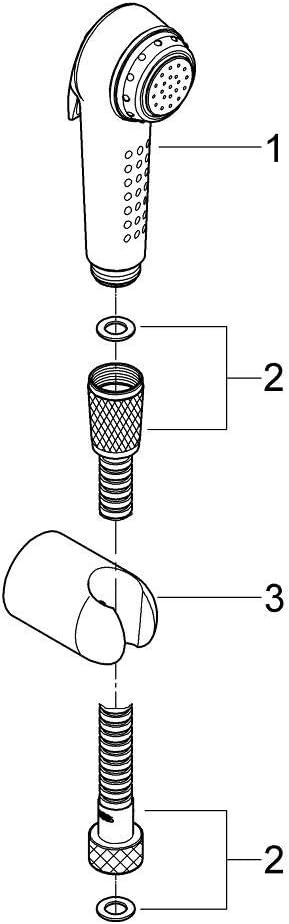 GROHE TEMPESTA-F TRIGGER SPRAY 30, SPRAY SET, 1 SPRAY |CHROME/WHITE, 1250MM SILVERFLEX LONGLIFE HOSE