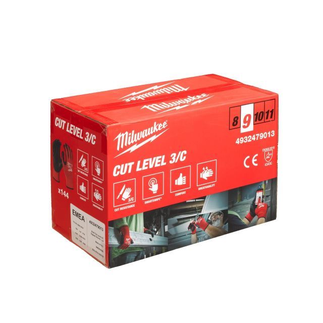 MILWAUKEE DIPPED GLOVES CUT LEVEL 3/C | LARGE | 9