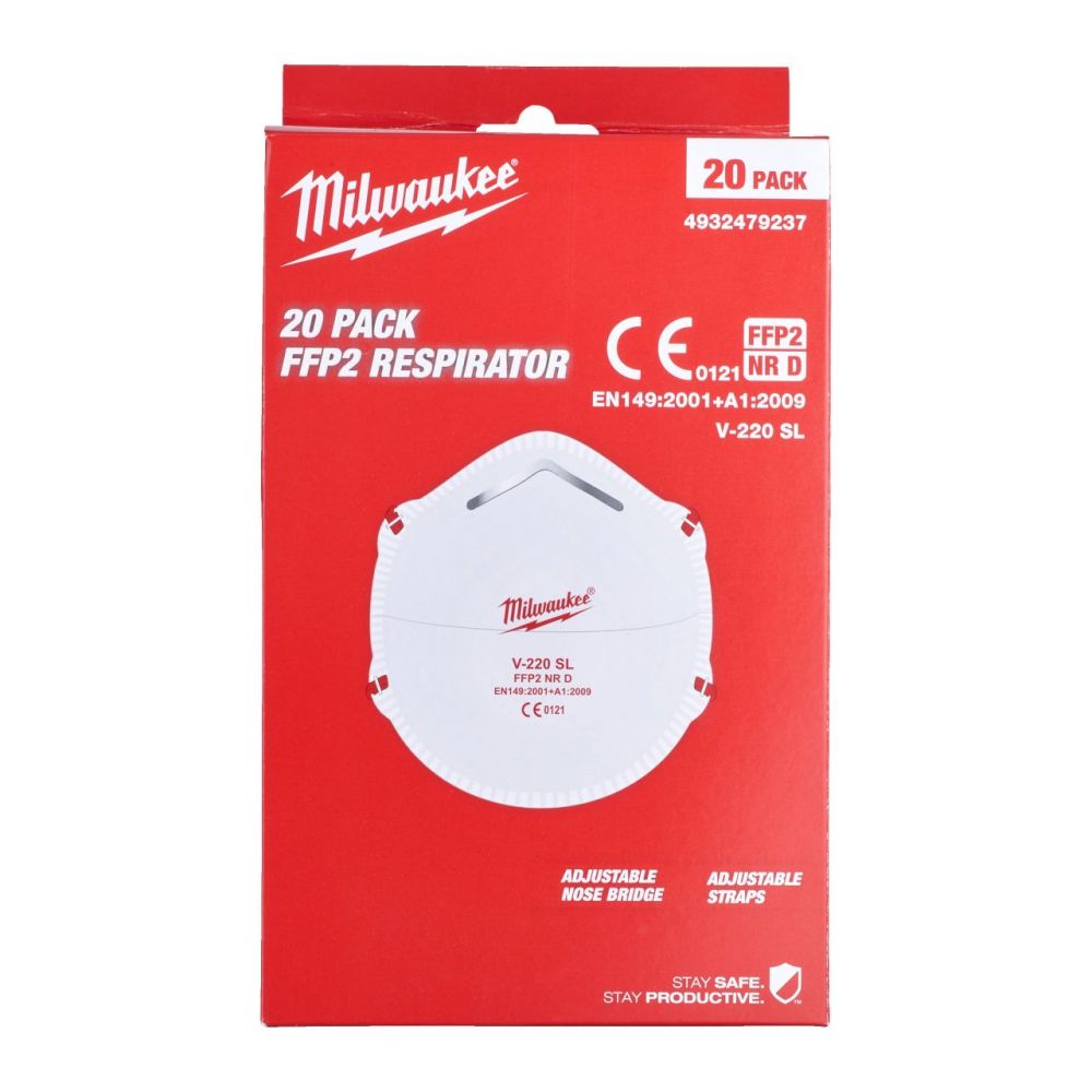 MILWAUKEE FFP2 DISPOSABLE RESPIRATOR | 20 PCS
