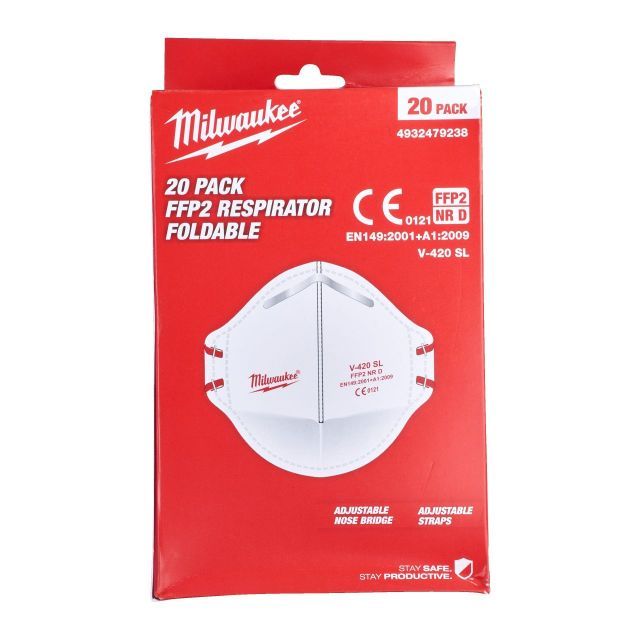 MILWAUKEE FFP2 FOLDABLE RESPIRATOR | 20 PCS