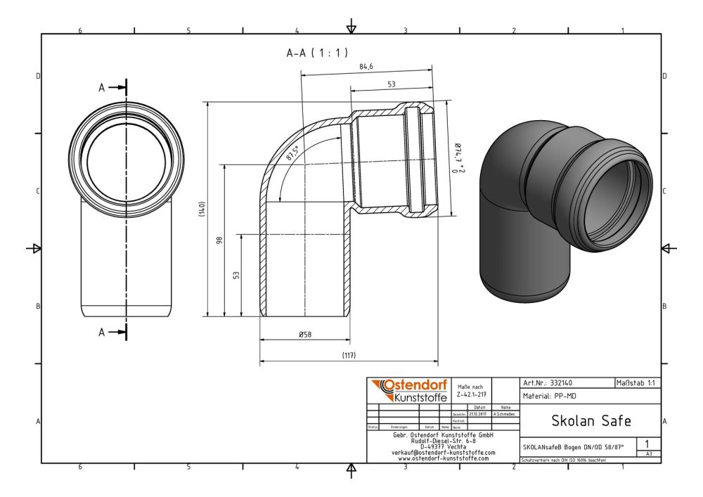 SKOLANSAFEB BEND DN/OD 58MM 87°